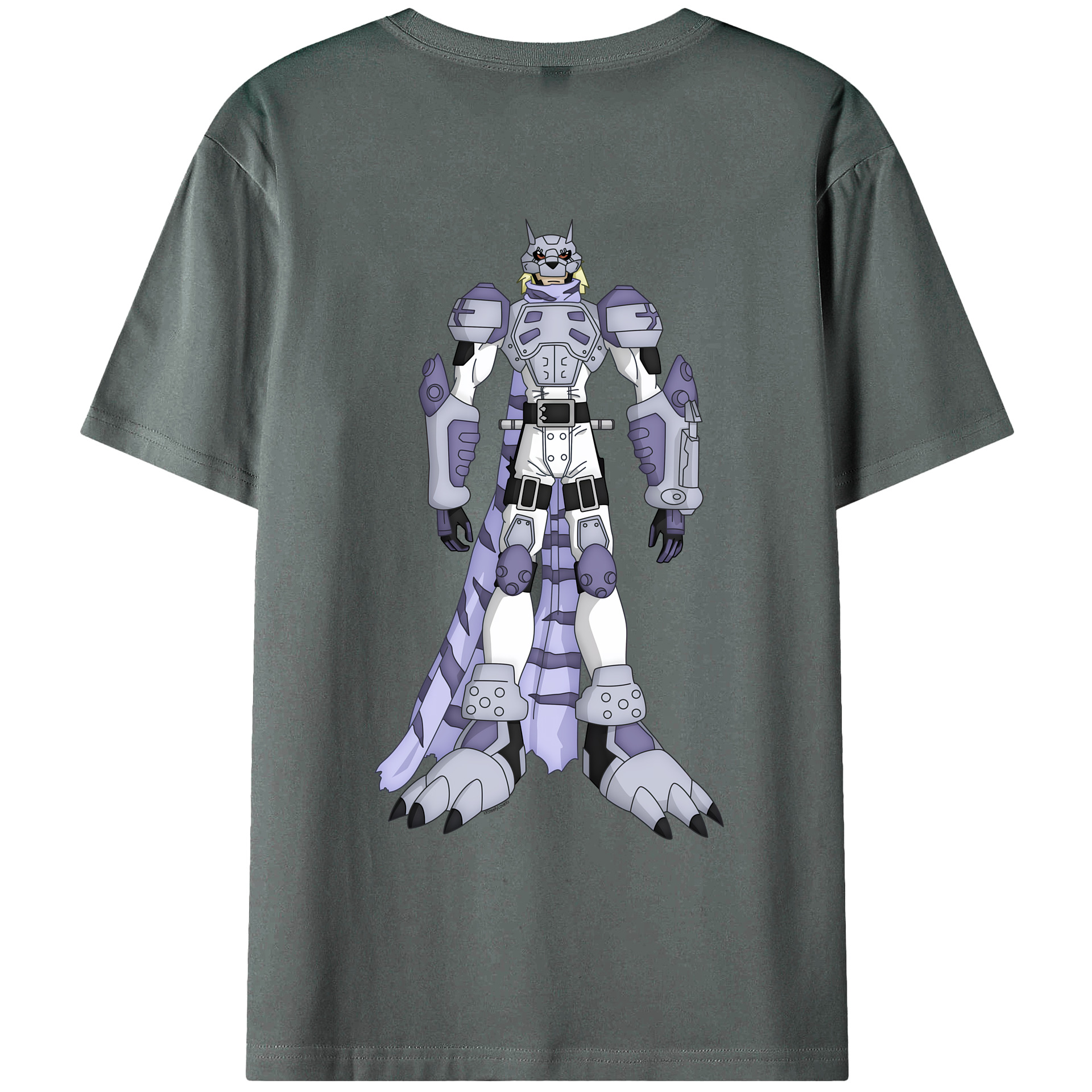 （画像用） Digimon デジタルモンスター/デジモン 綿100％ メンズ半袖Tシャツ（バックプリント） 通気性